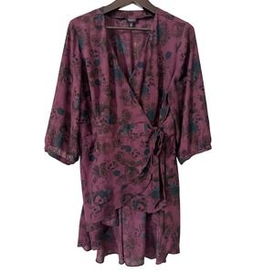 Torrid Purple Skull Floral Wrap Tunic Plus Size 3X Goth Whimsigoth
